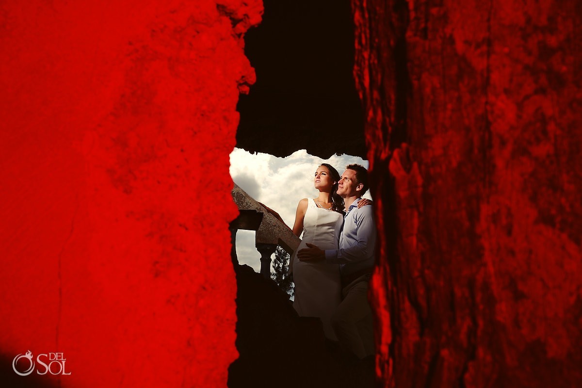 Riviera Maya cave cenote trash the dress bride and groom