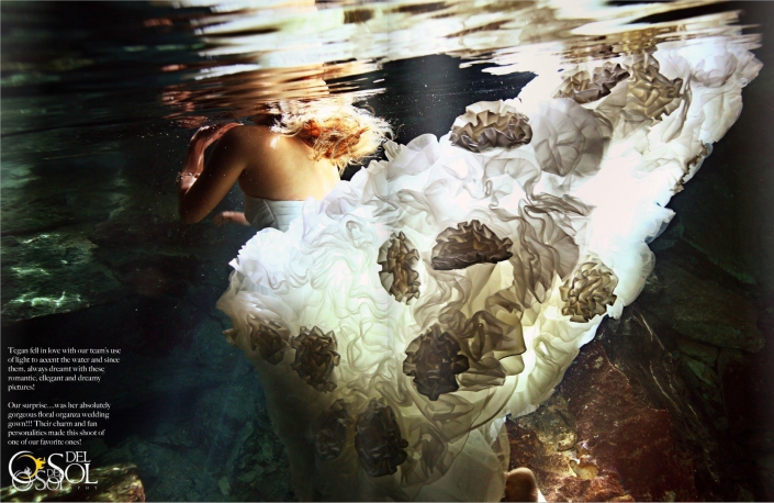 Riviera Maya cenote trash the dress underwater
