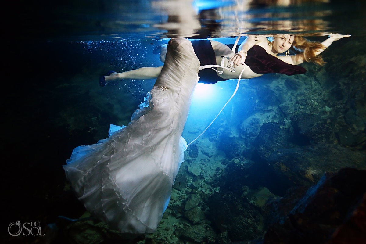 Riviera Maya photography underwater trash the dress Mexico