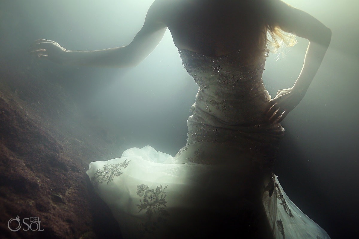 Riviera Maya photography underwater trash the dress Mexico