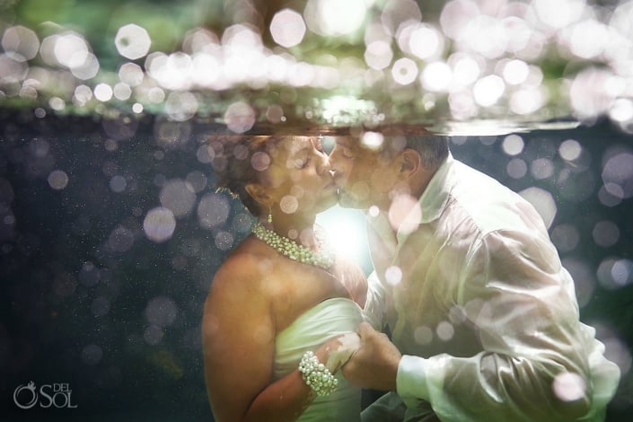 Riviera Maya underwater photography cenote trash the dress Mexico