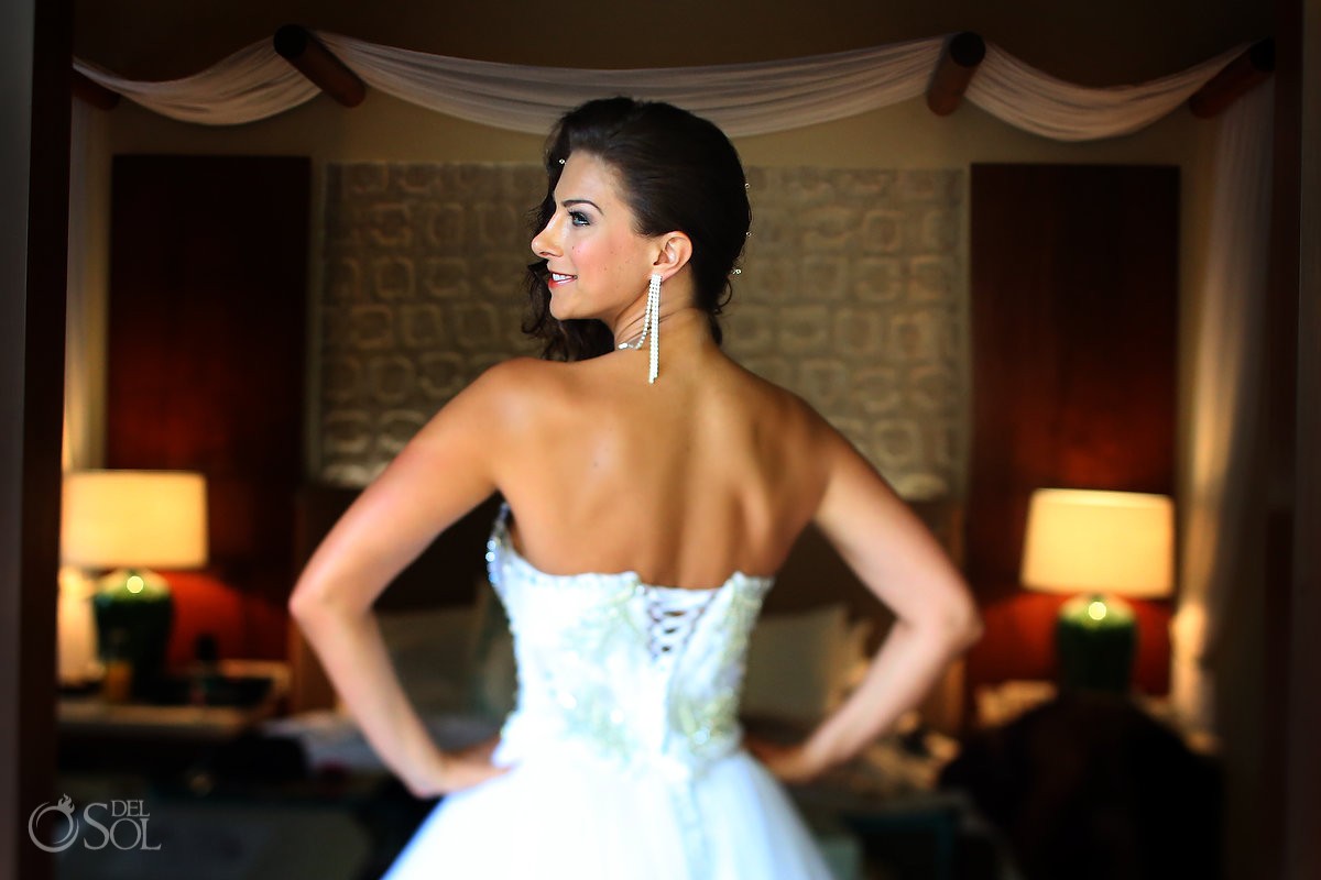 Wedding gown by Debbie Wingham, bride at the Viceroy Resort