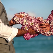 mehndi hands flower garland artistic wedding portrait photography Sandos Cancun