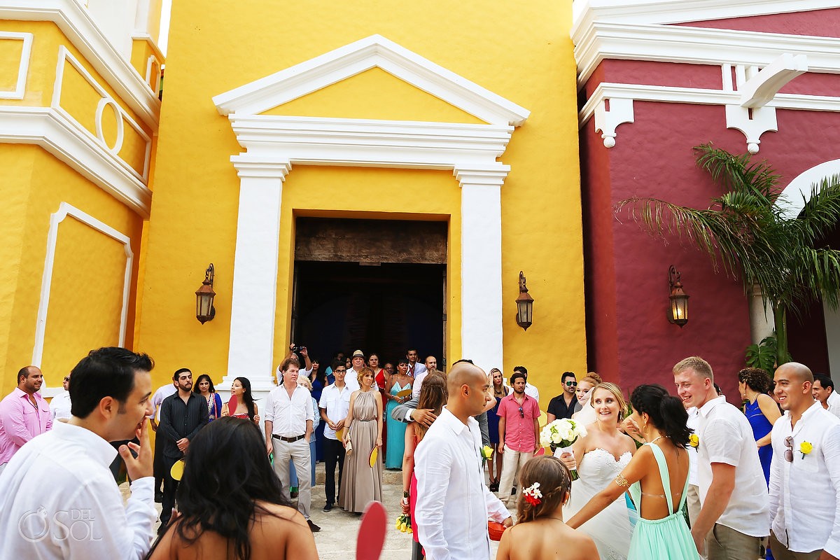 Catholic wedding ceremony at the Chapel of Guadelupe Xcaret theme park, Playa del Carmen, Mexico