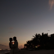 Newlyweds Riviera Maya Zoetry dusk kiss