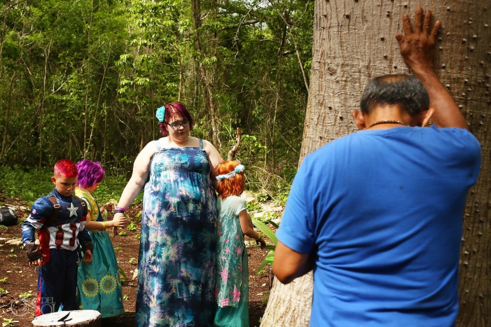 Mayan Shaman prays to the ceiba tree