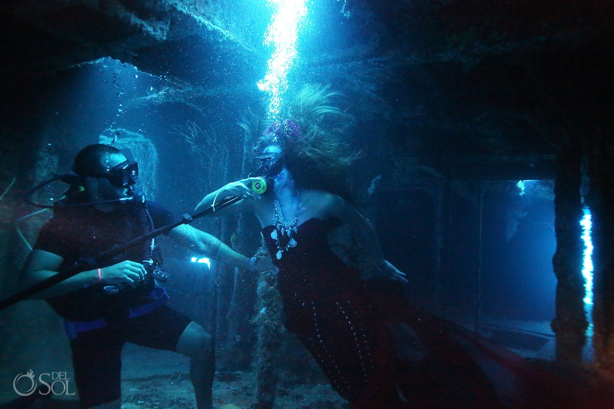 backstage underwater fashion photoshoot La Calavera Catrina