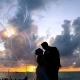 bride and groom with bubbles at beach destination wedding on isla mujeres