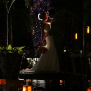 artistic night portrait, rain Wedding reception Dreams Riviera Cancun Resort, Mexico