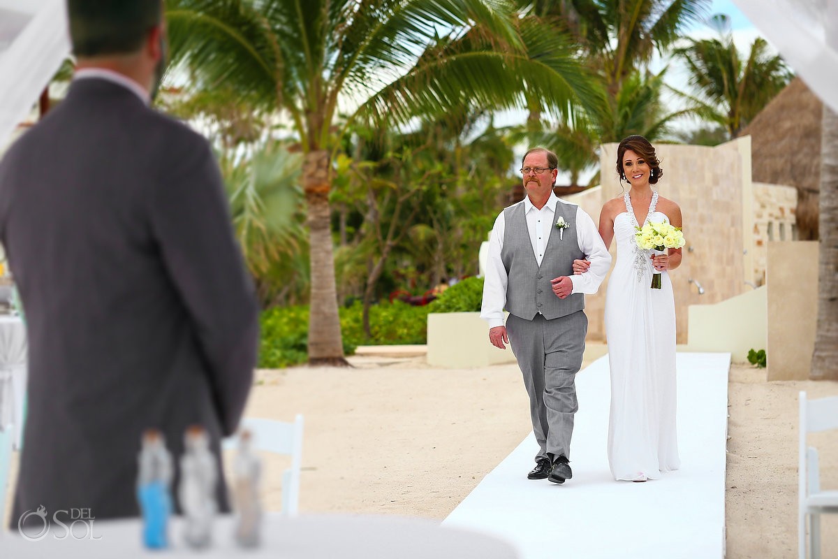 presentation bride entrance beach Wedding at Secrets Akumal, Riviera Maya, Mexico