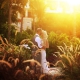 sunset garden wedding portrait Secrets Akumal, Riviera Maya, Mexico