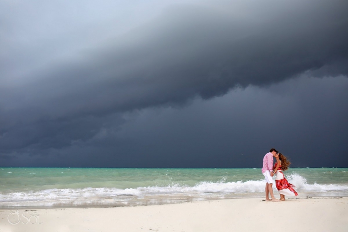 Hurricane Earl amazing sky beach family portrait Fairmont Mayakoba, Playa del Carmen, Mexican Carribbean, Mexico