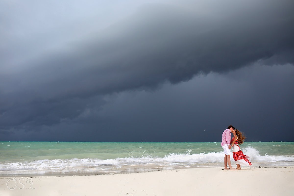 Hurricane Earl amazing sky beach family portrait Fairmont Mayakoba, Playa del Carmen, Mexican Carribbean, Mexico