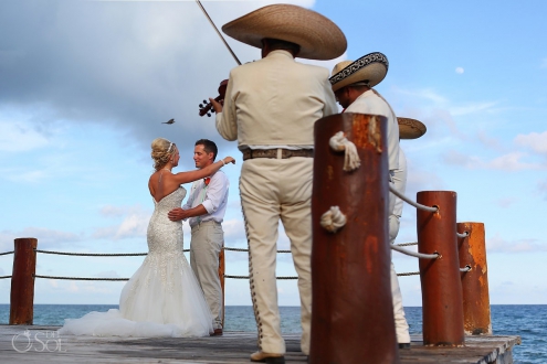 mariachi wedding portrait Barracuda Beach Bar cocktail hour Dreams Puerto Aventuras, Riviera Maya, Mexico
