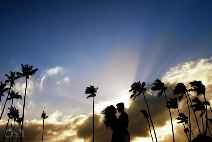 Sunset silhouette, engagement portraits, Paradisus Palma Real Golf & Spa Resort Punta Cana, Dominican Republic #travelforlove