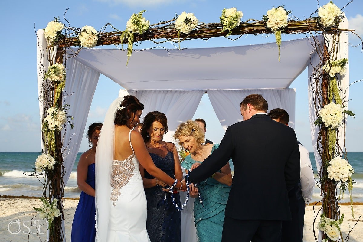 unity ceremony ideas handfasting Destination beach wedding Belmond Hotel Riviera Maya