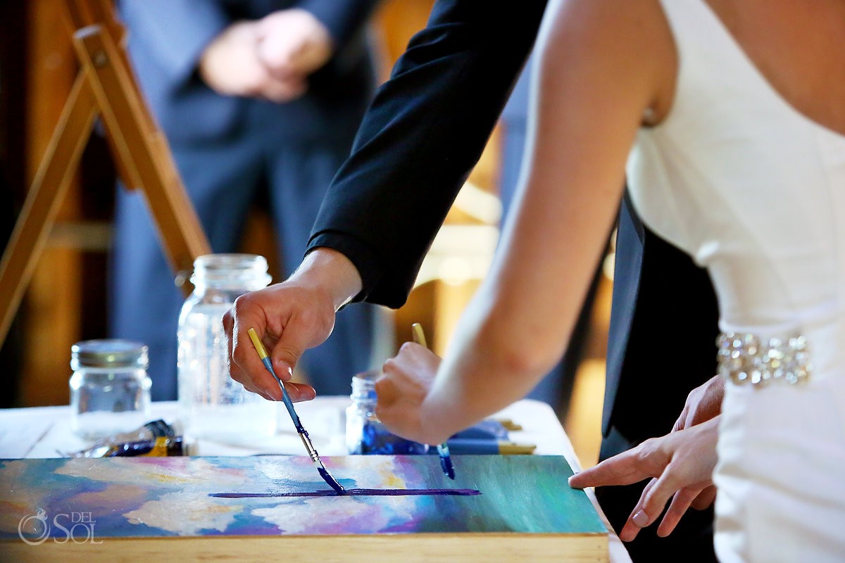 wedding unity ceremony painting bloom lake barn