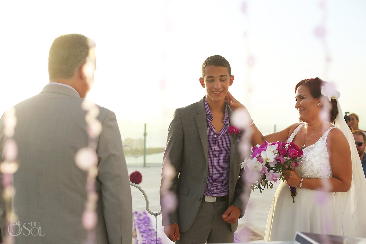 son give the bride away, destination wedding Beach Palace, Cancun, Mexico.