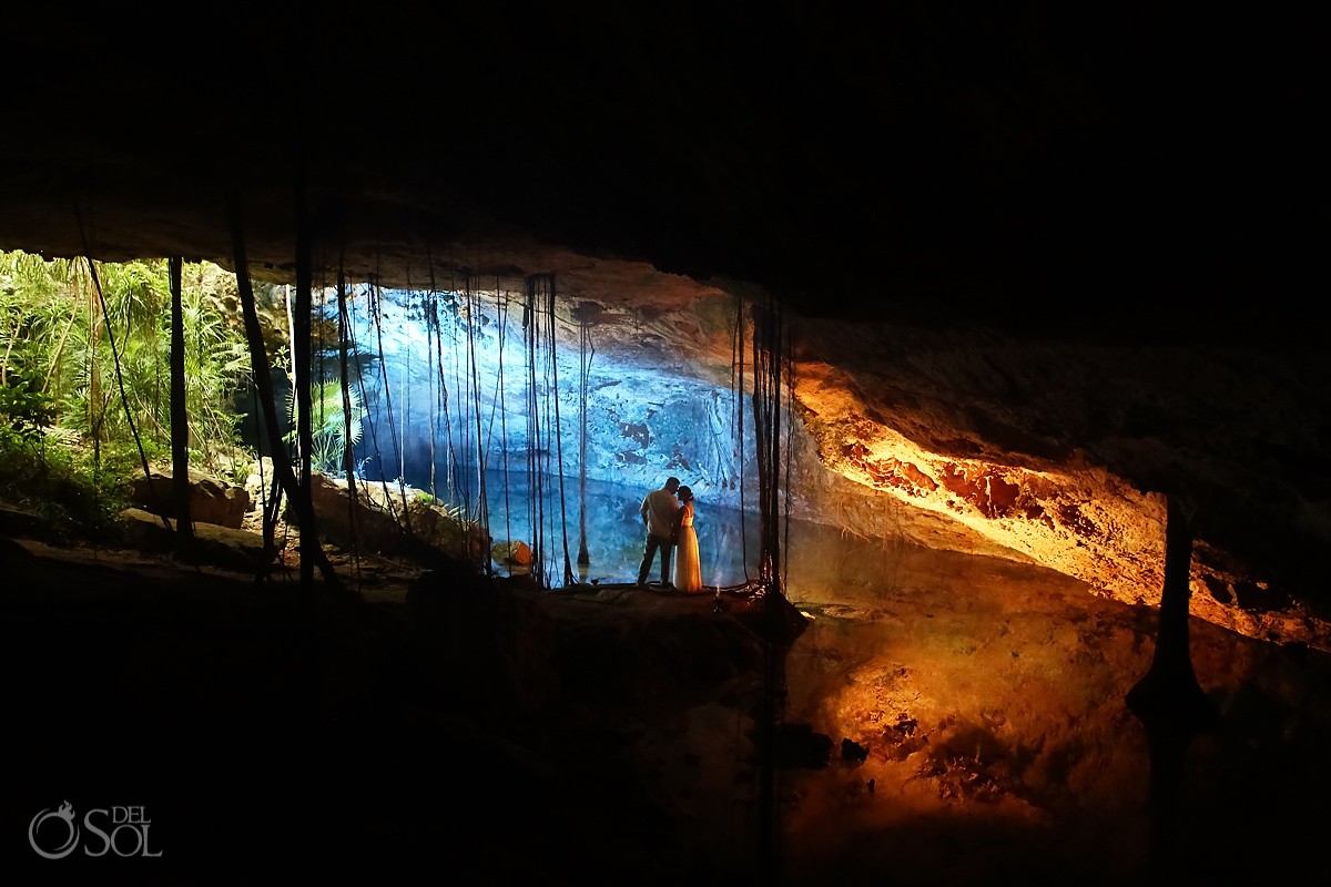 Adventure photo session Cenote wedding ceremony