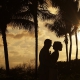 sunset silhouette beach portrait destination wedding Grand Velas Resort, Playa del Carmen, Mexico