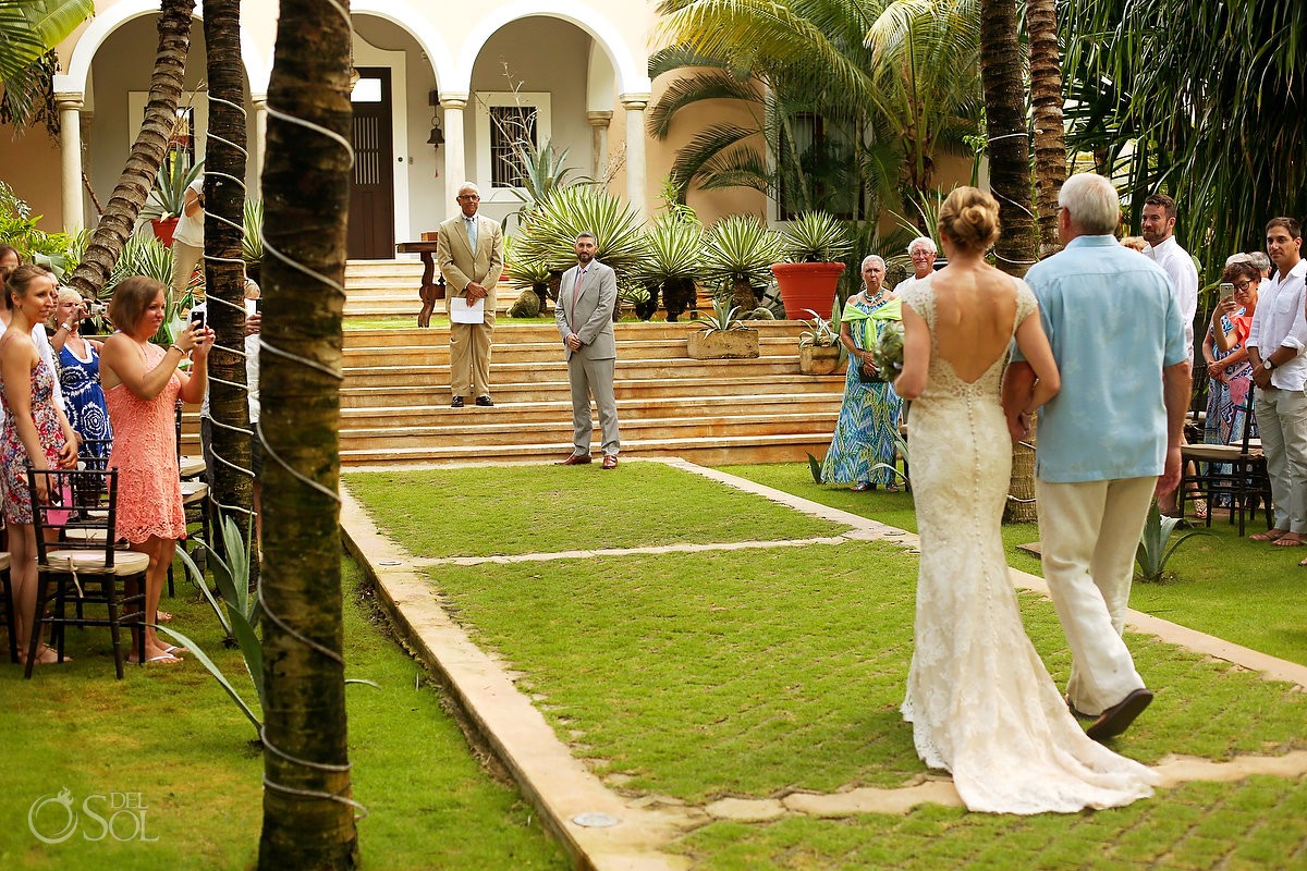 bride and father processional wedding ceremony Hacienda del Mar Riviera Maya Mexico