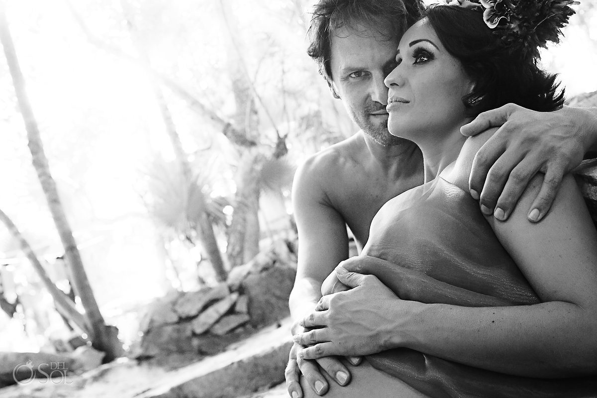 black and white couple maternity portrait four elements connection and bonding spiritual photoshoot