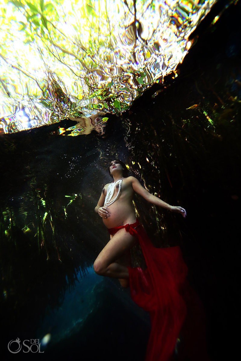 pregnant woman #NSFW underwater maternity photo cenote portrait four elements water