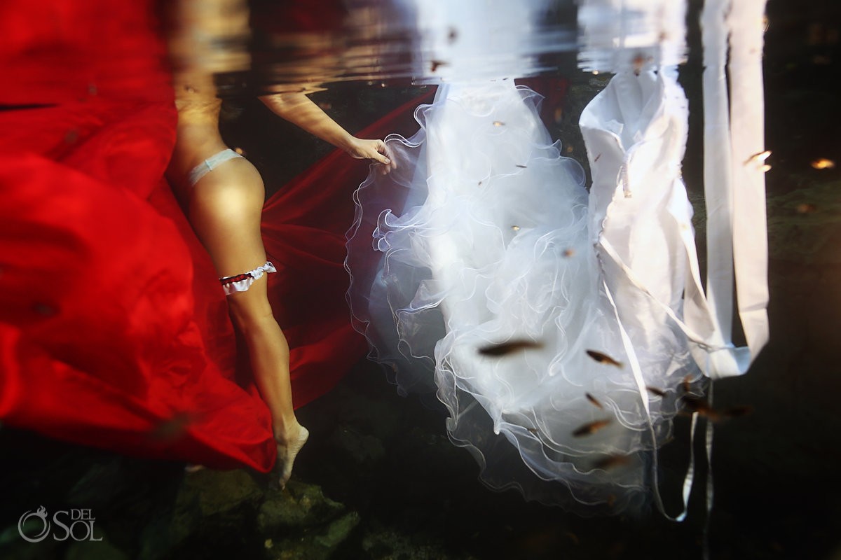 Garter ideas sexy underwater trash the dress Cenote Riviera Maya Mexico