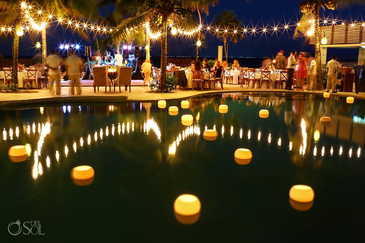 poolside destination wedding reception set up Playa del Carmen Boutique hotel Viceroy Riviera Maya
