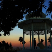 sunset gazebo silhouette Playa del Carmen Wedding - Paradisus Riviera Maya