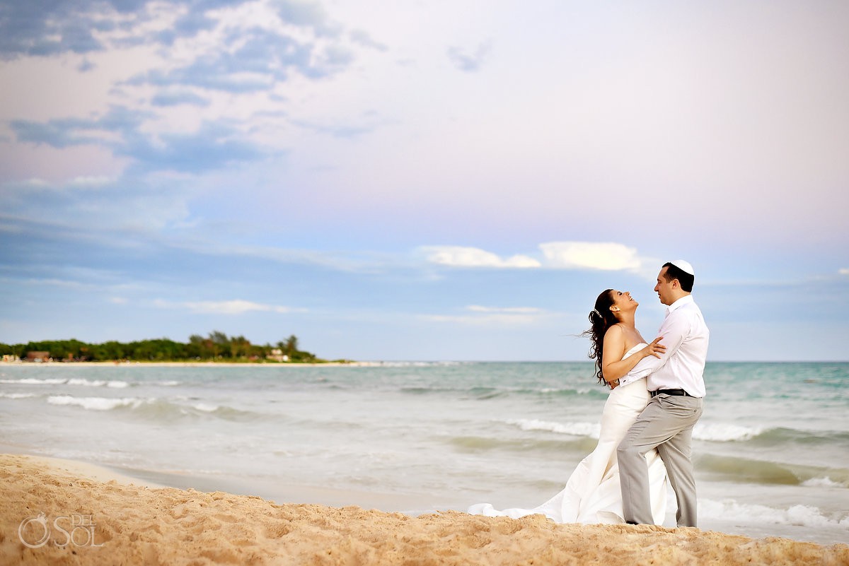 Playa del Carmen beach sunset destination wedding portraits Paradisus Riviera Maya