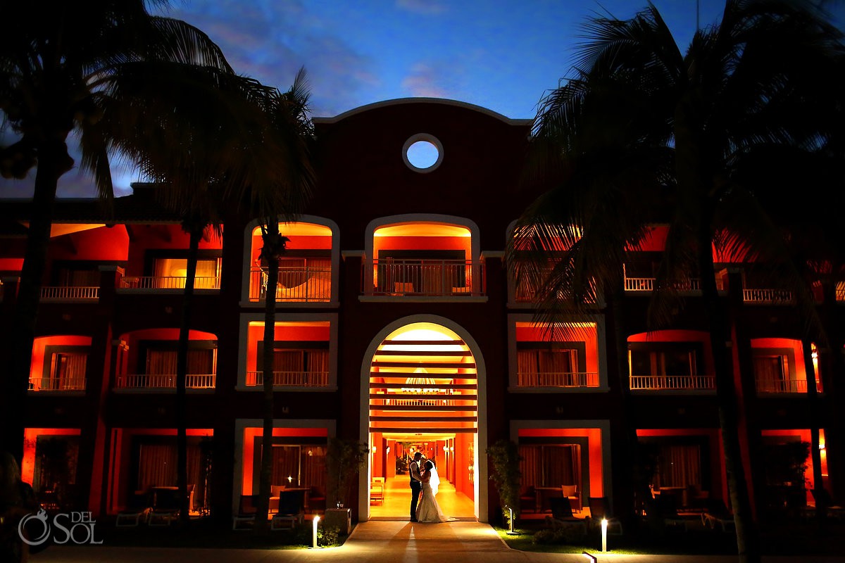 crrative night portrait destination wedding Barceló Maya Palace Riviera Maya Mexico