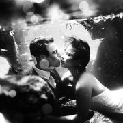Underwater kiss trash the dress black and white photography Cenote Trash the Dress Riviera Maya Mexico