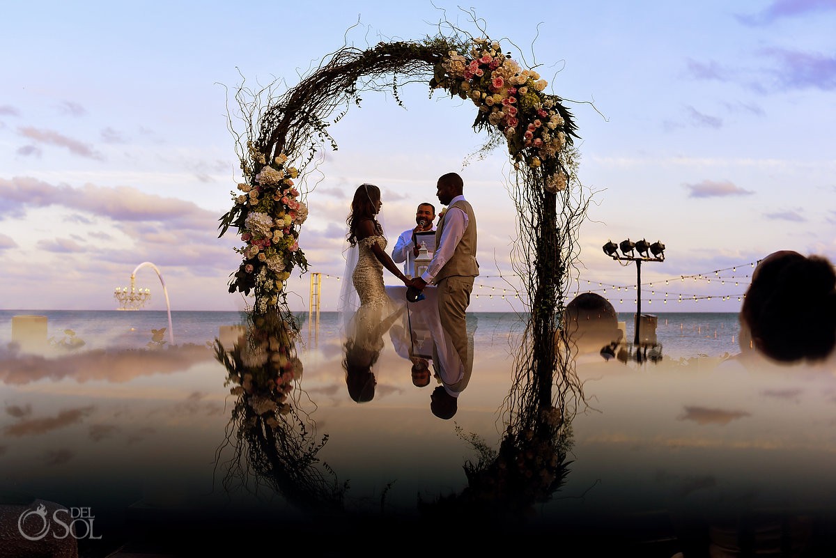 Sunset Reflection Ceremony Nizuc Resort Cancun Mexico Destination Wedding
