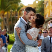 Emotional first kiss destination wedding ceremony Secrets Capri Riviera Cancun Mexico