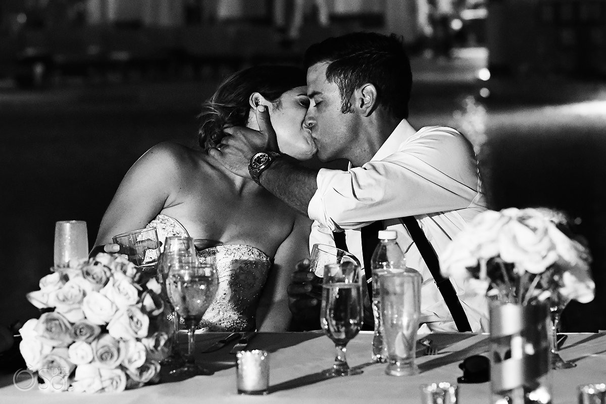 Bride and groom black and white portrait Secrets Capri Riviera Cancun Playa del Carmen Mexico
