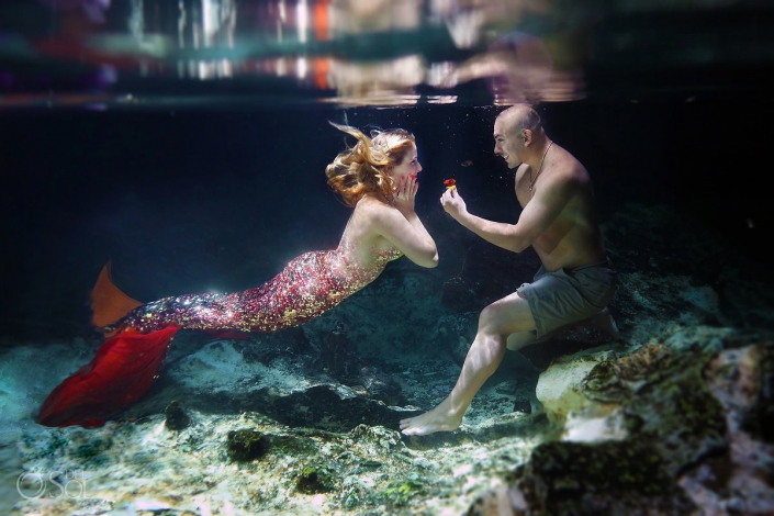This Guy Proposed To His Mermaid-Obsessed Girlfriend Underwater Riviera Maya Engagement The best wedding proposal ever*