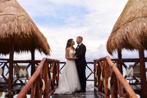 Beach love bride and groom romantic portrait Azul Beach Hotel by Karisma, Puerto Morelos, Mexico