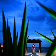 #TravelForLove creative bright color backlit night portrait Now Jade Riviera Cancun Puerto Morelos Destination wedding reception Mexico