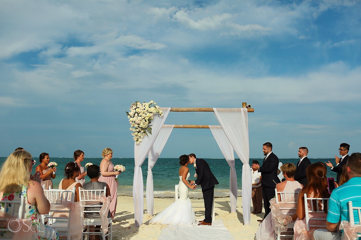 first kiss beach wedding Now Sapphire Riviera Cancun Mexico