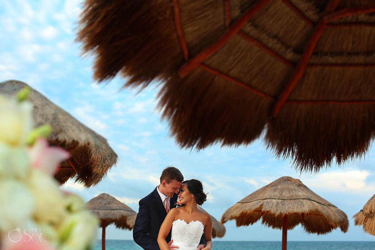 destination wedding bride and groom portrait Now Sapphire Riviera Cancun Mexico
