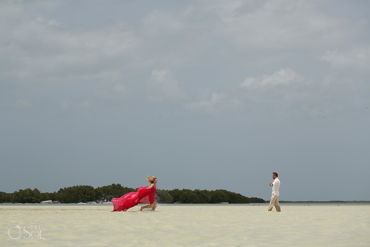 Surprise Pink Romance Vow renewal ceremony Rio Lagartos Yucatan Mexico
