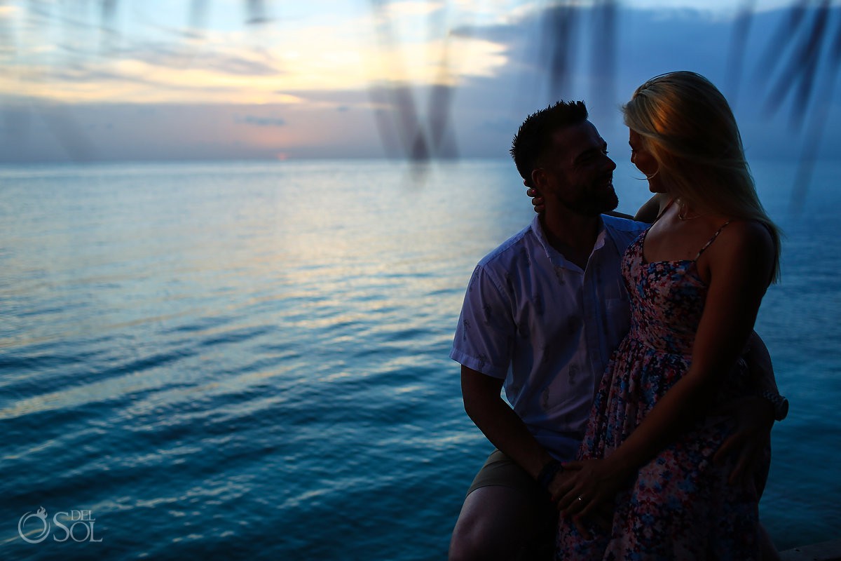 creative bride and groom sunset photography Engagement and Beach Portraits Secrets Aura Cozumel Cozumel Mexico