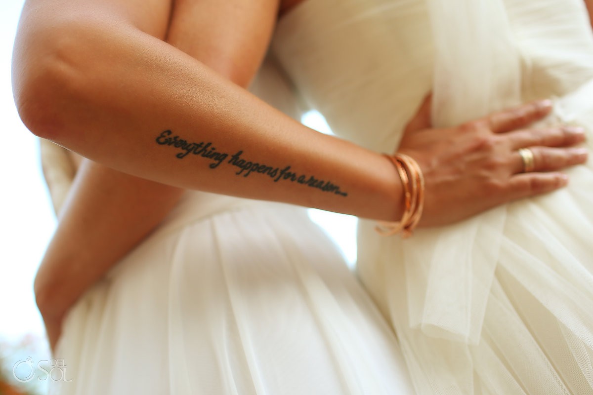 tattooed bride everything happens for a reason Gay wedding Secrets Akumal