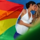 #loveislove same sex wedding bride-bride gay wedding photo ideas rainbow flag