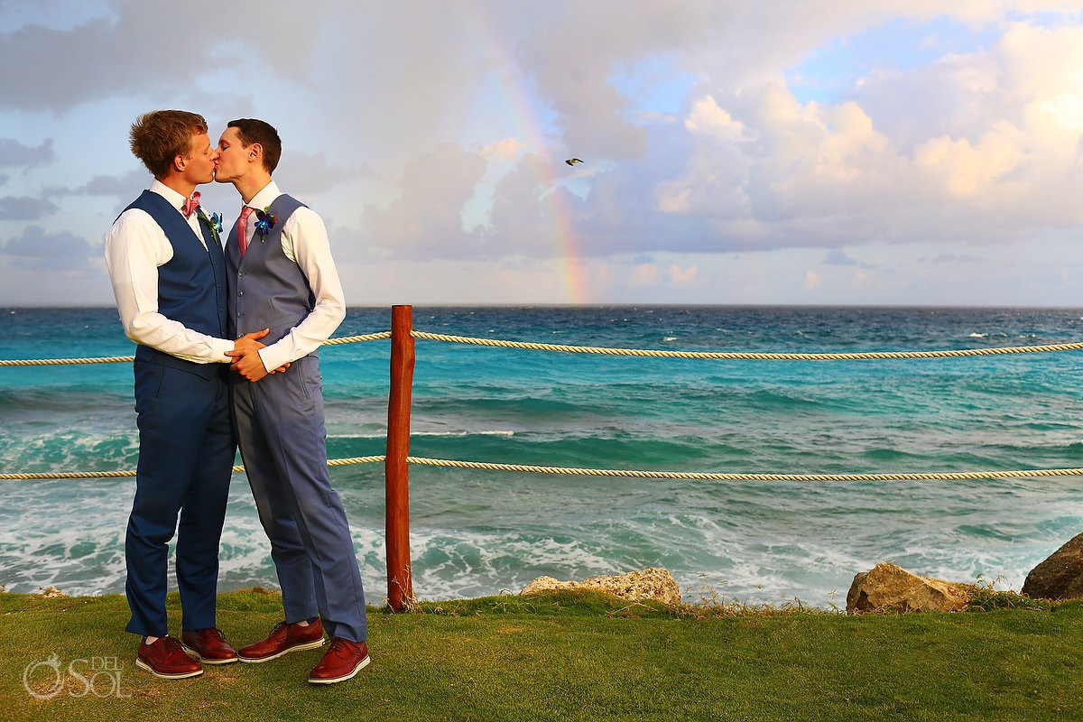 Rainbow love symbol LGTBQ pride Same sex Destination Wedding Hyatt Ziva Cancun Mexico