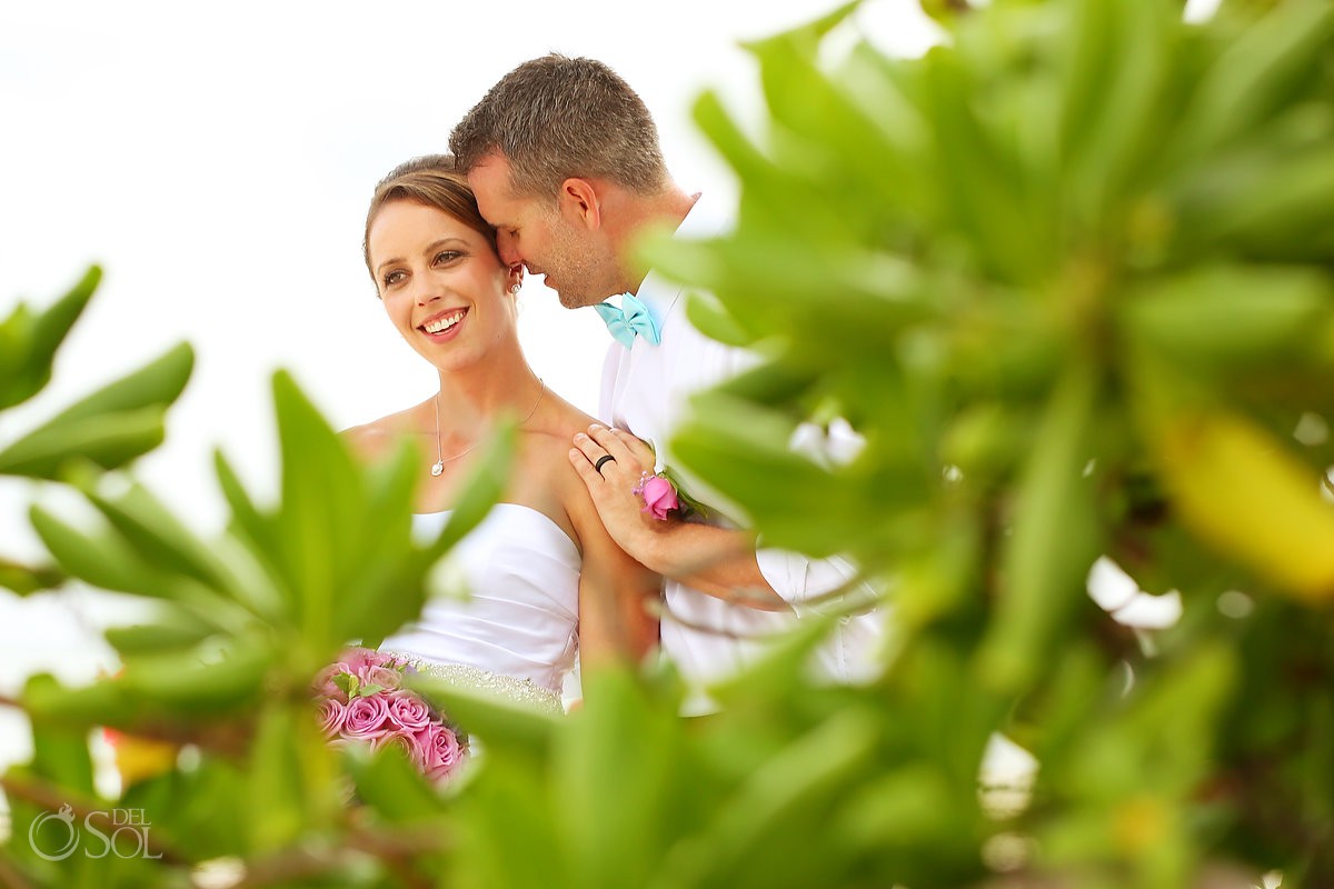 Bride and groom beach wedding romantic portraits Secrets Capri Riviera Cancun Playa del Carmen Mexico
