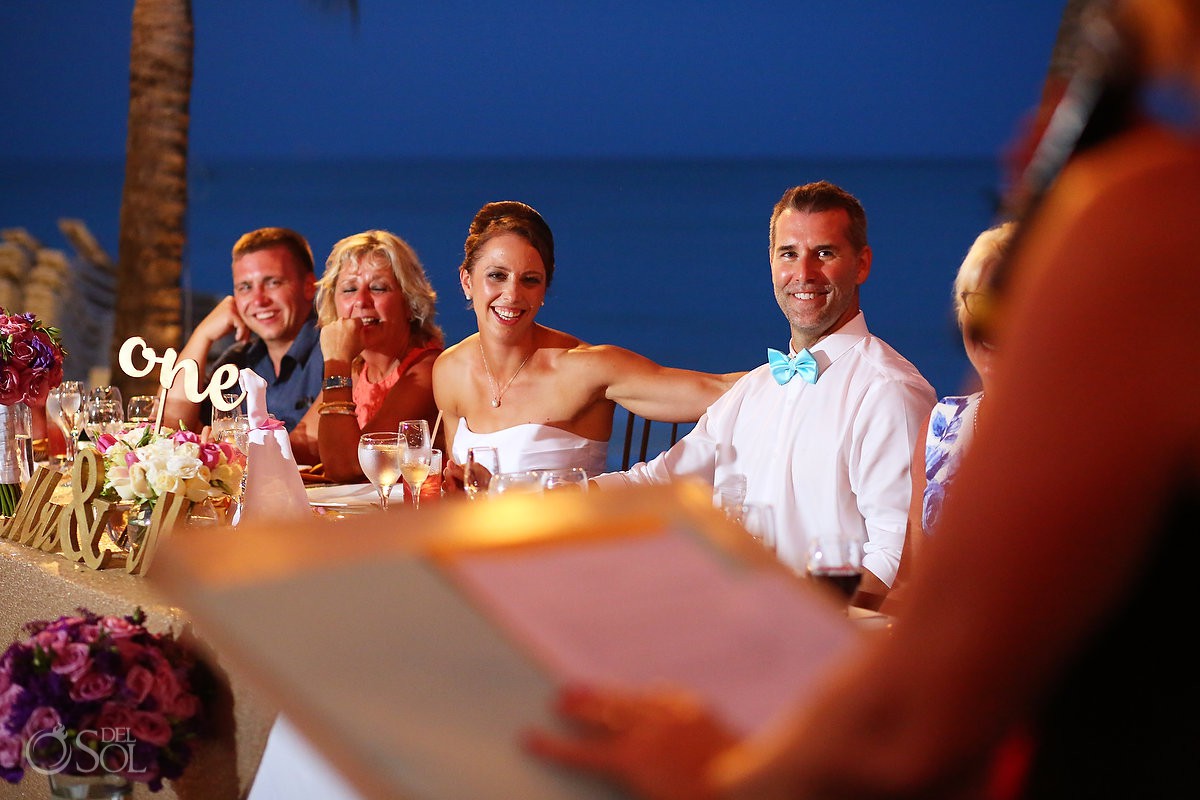 Guest speech wedding reception Secrets Capri Riviera Cancun Playa del Carmen Mexico
