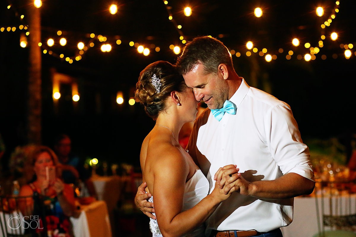 Bride and groom first dance wedding reception Secrets Capri Riviera Cancun Playa del Carmen Mexico