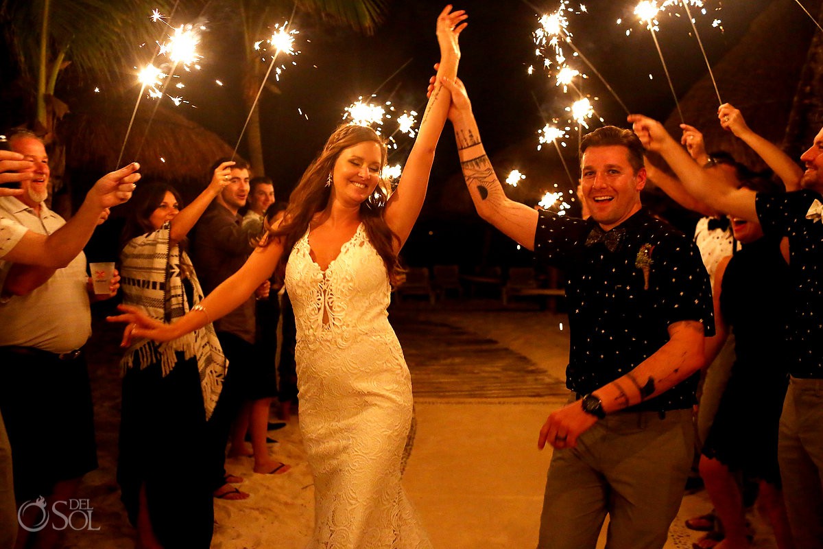 Bride and groom sparks of love Mahekal Beach Resort Playa del Carmen Mexico